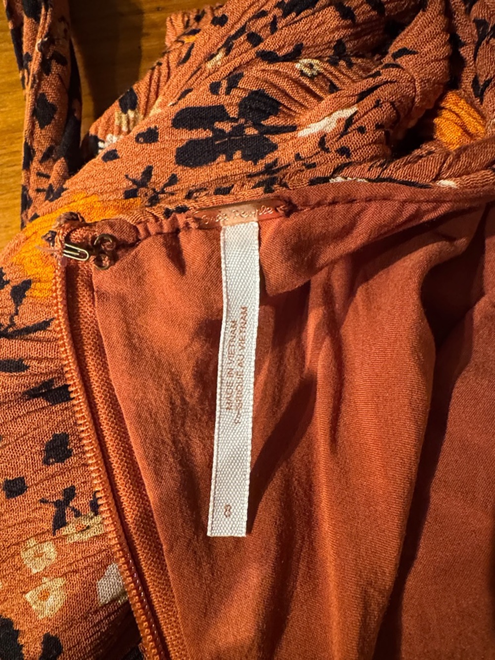 Free People X Revolve KayleBurnt Orange Floral Spaghetti-Strap Mini Dress - Picture 2 of 4